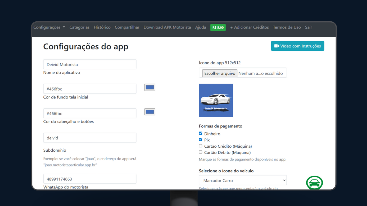 Painel de gestão - visão desktop 2